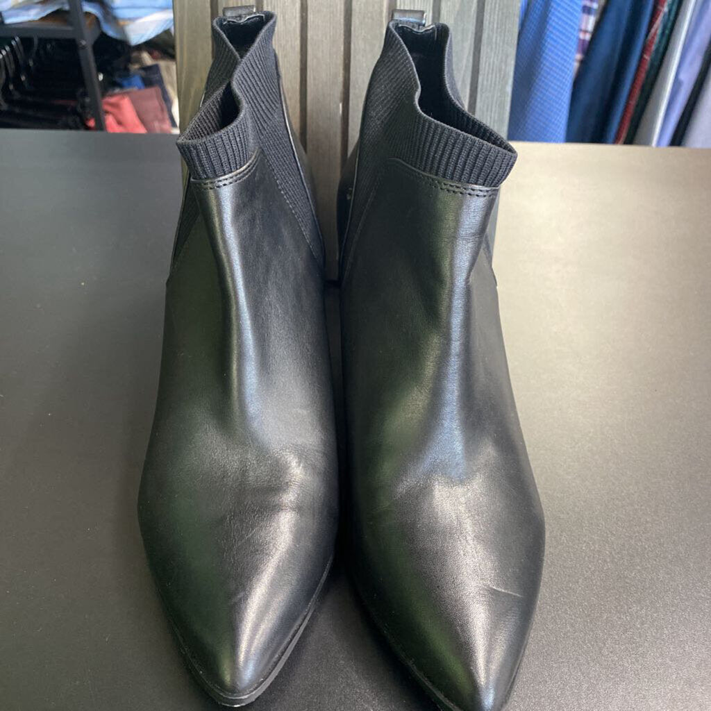 *SOCK TOP POINTED TOE HEELED ANKLE BOOTS