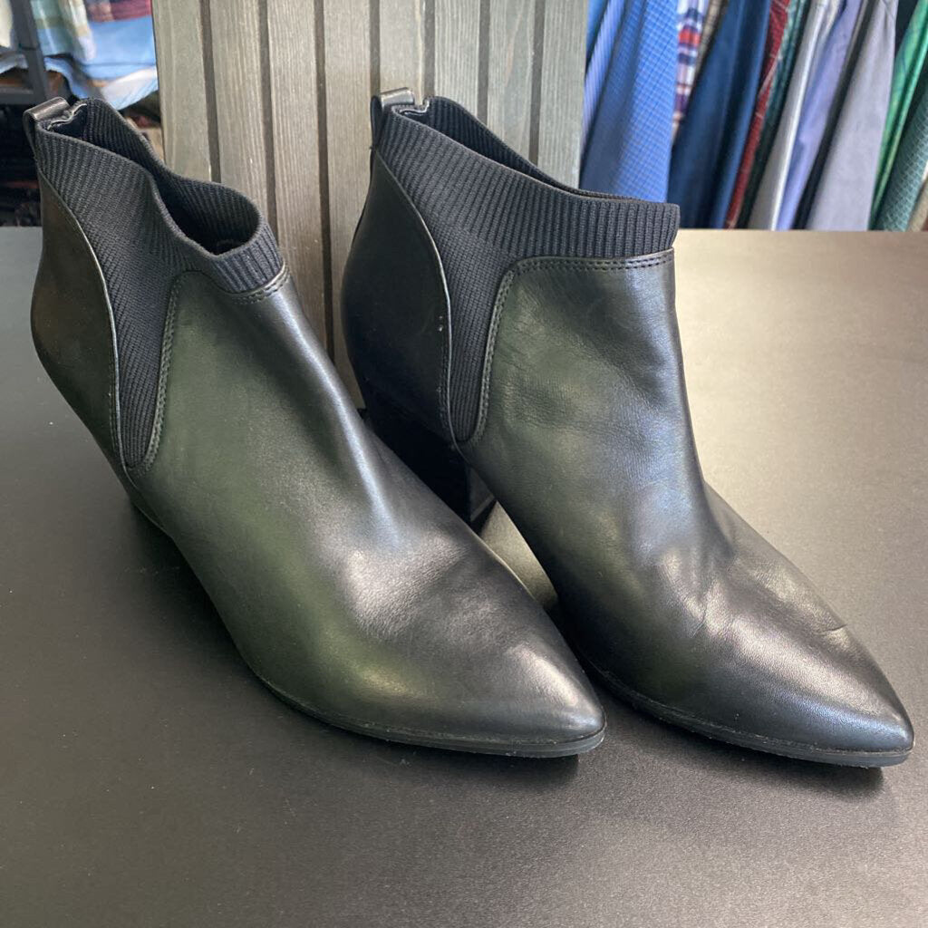*SOCK TOP POINTED TOE HEELED ANKLE BOOTS