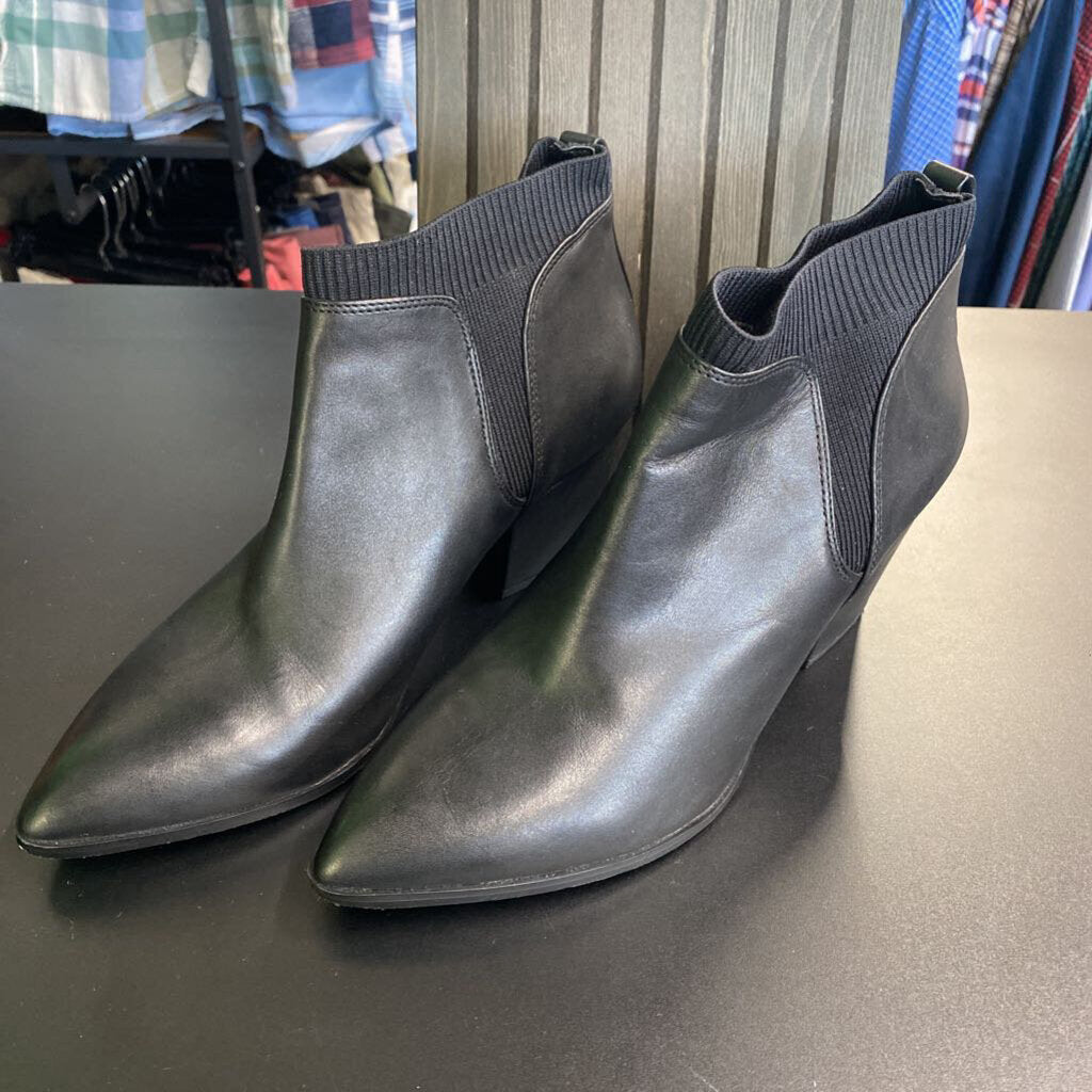 *SOCK TOP POINTED TOE HEELED ANKLE BOOTS