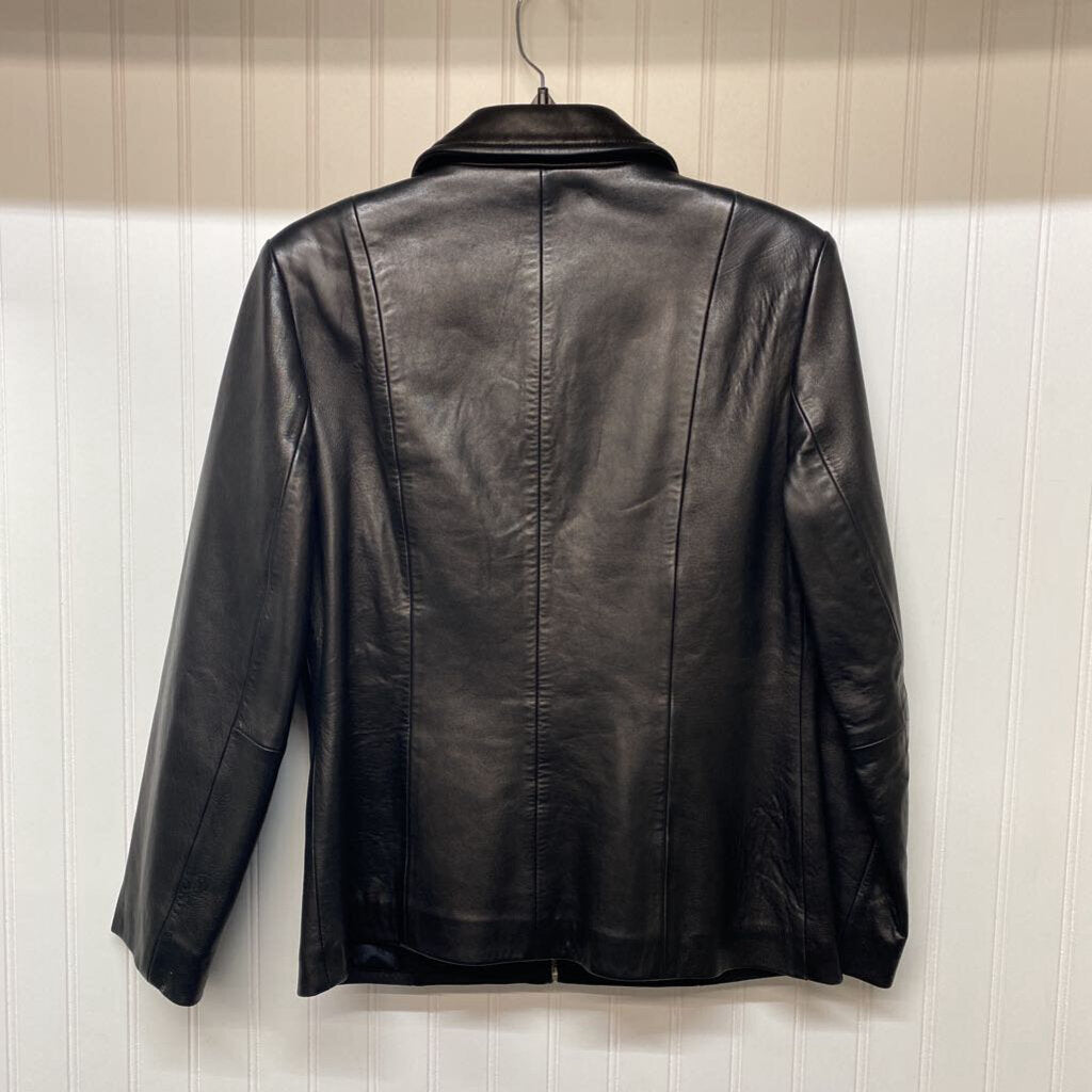 LADIES FULL ZIP LEATHER COAT