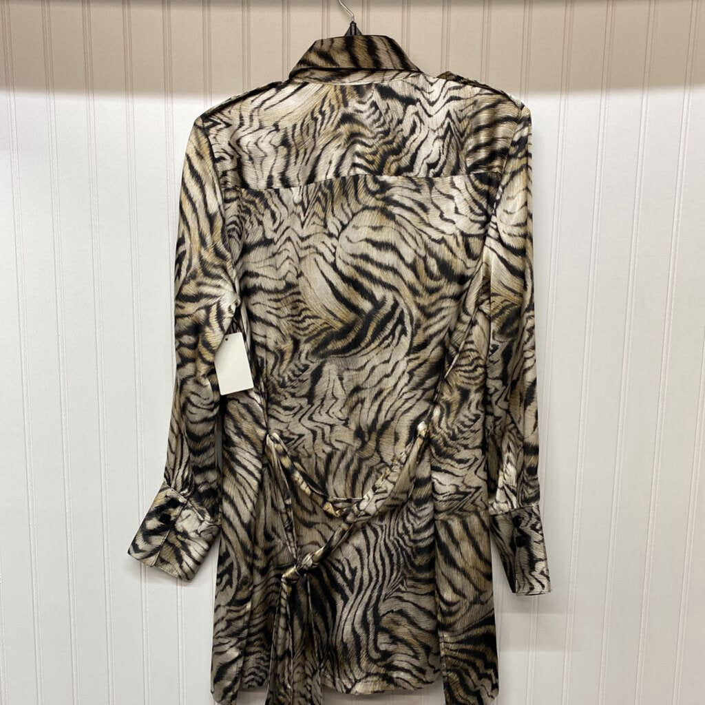 SATIN BELTED LONG SLEEVED