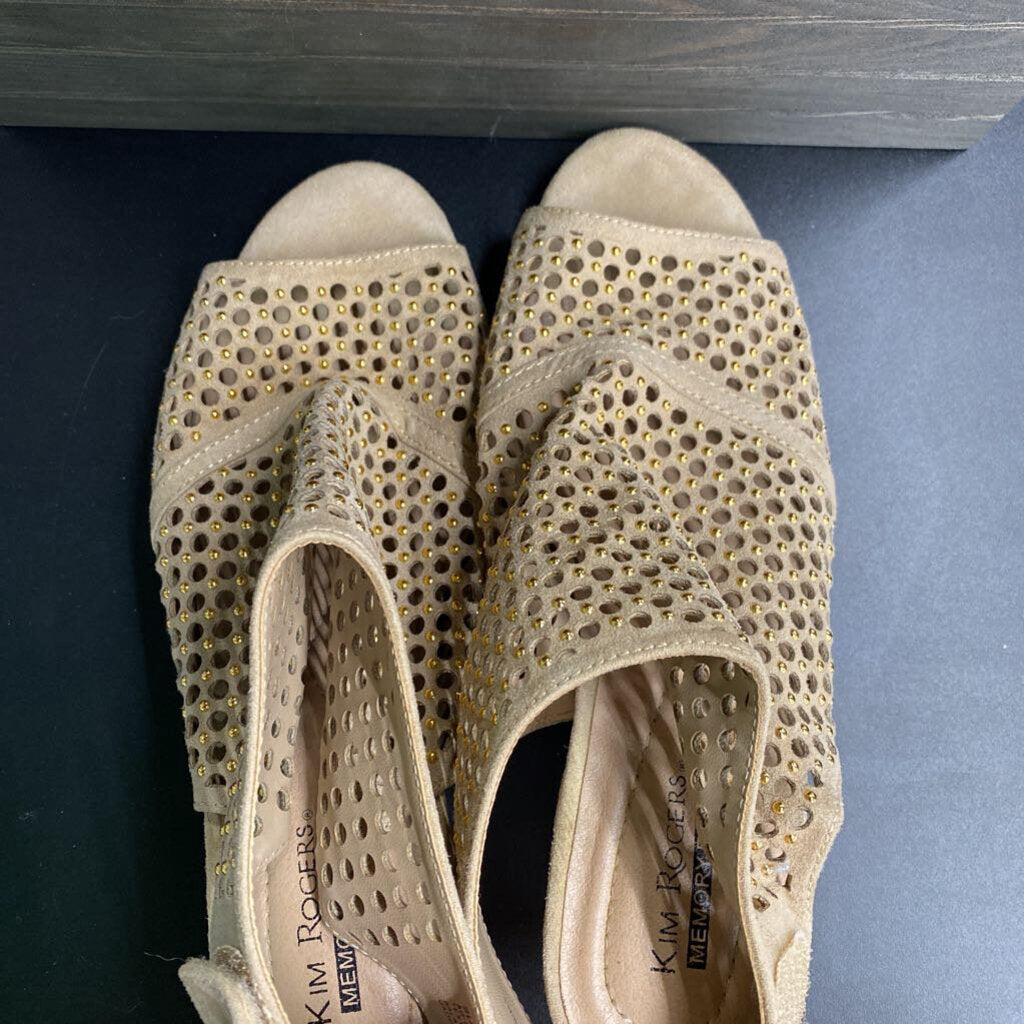 OPEN TOED FAUX SUEDE HEELS