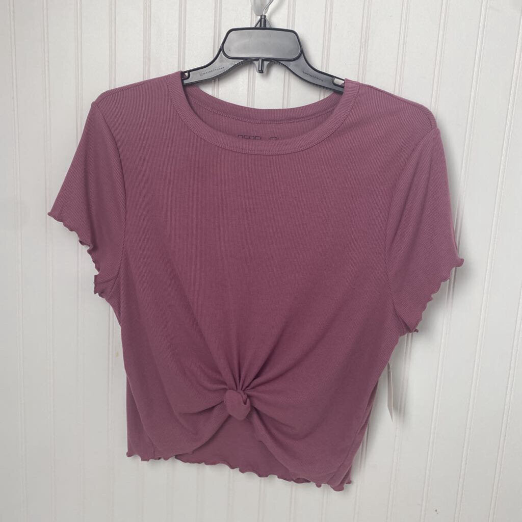 SHORT SLEEVE RIB KNIT TOP