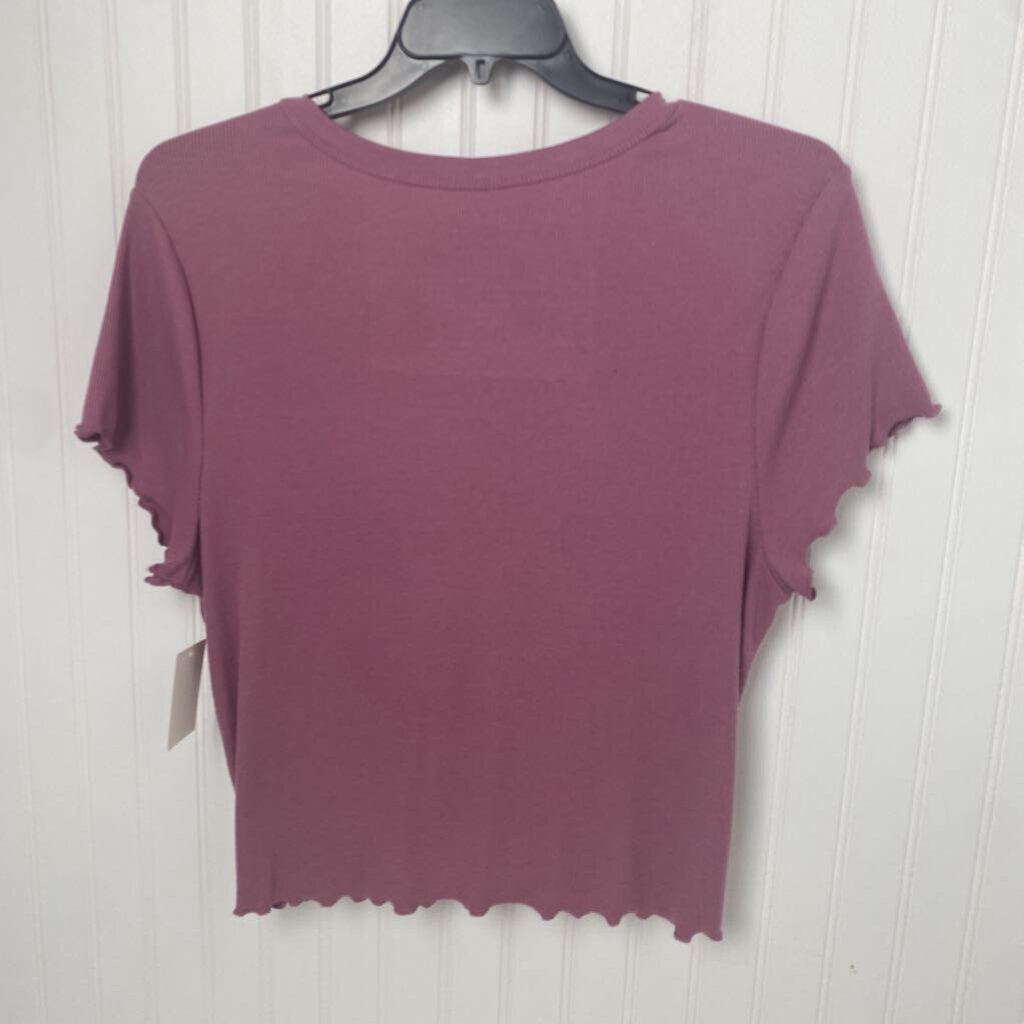 SHORT SLEEVE RIB KNIT TOP