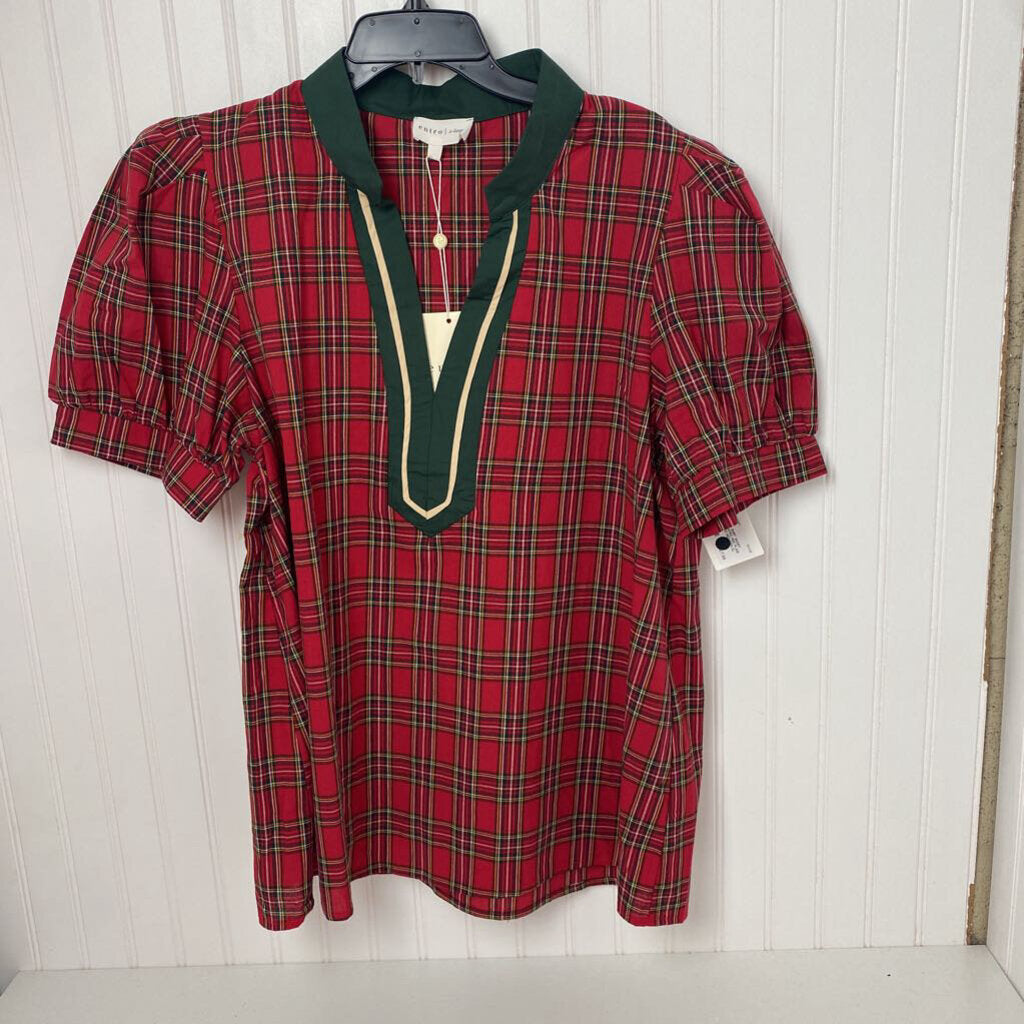 RED PLAID SHORT SLEEVED