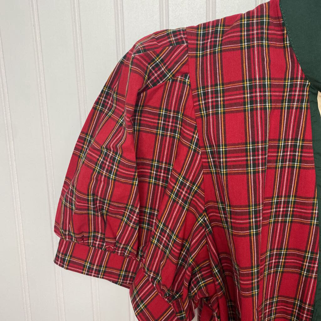 RED PLAID SHORT SLEEVED
