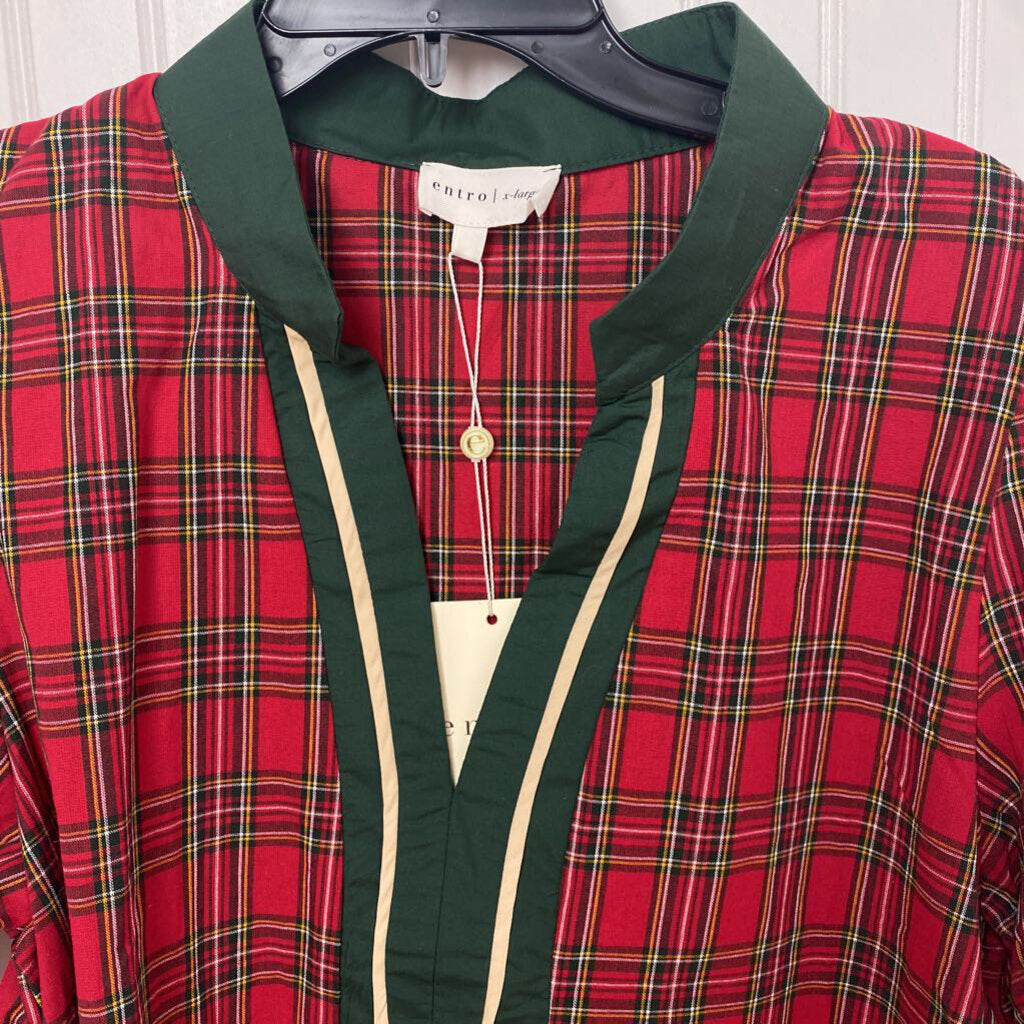 RED PLAID SHORT SLEEVED