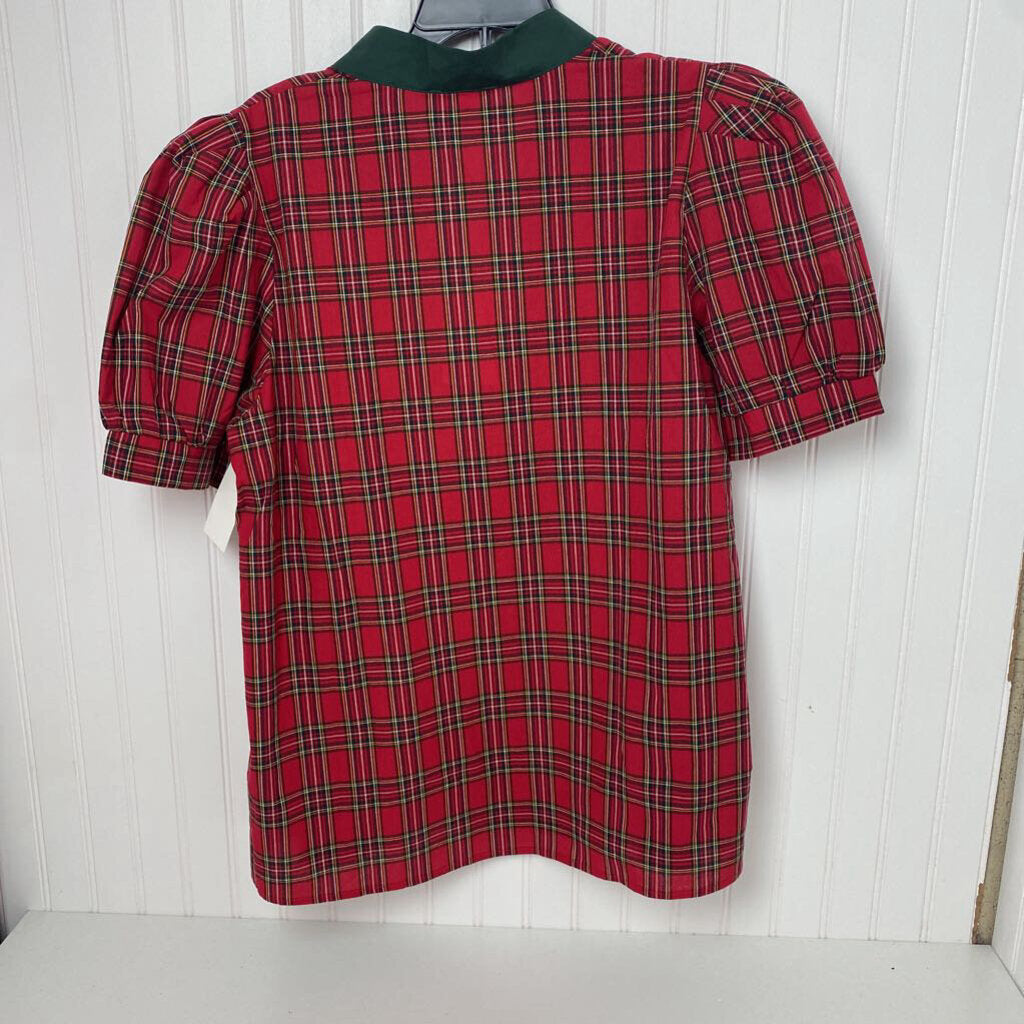 RED PLAID SHORT SLEEVED