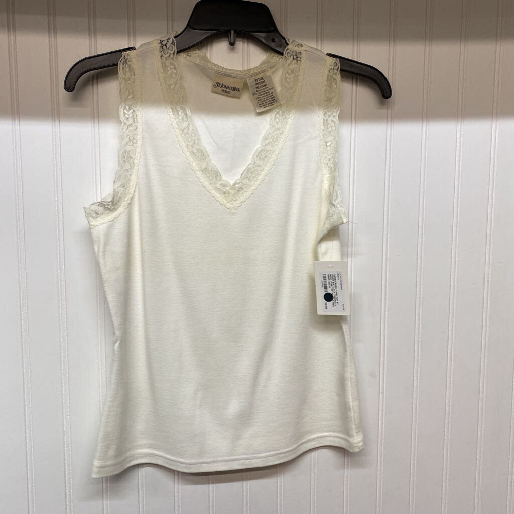 LACE TRIMMED V NECK TANK TOP