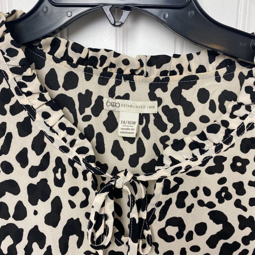 SHORT SLEEVE CHEETAH PRINT TOP