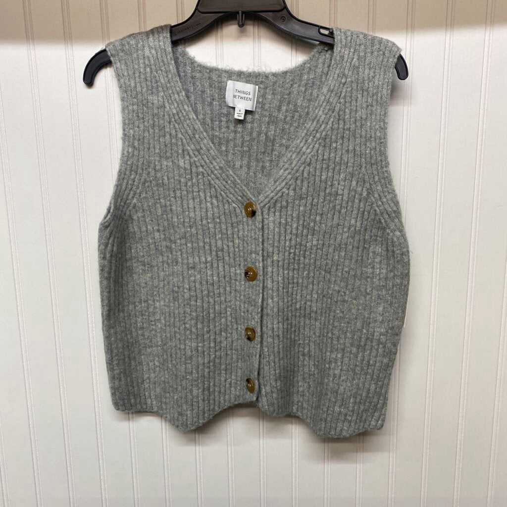 *GRAY SWEATER VEST WITH BROWN BUTTONS
