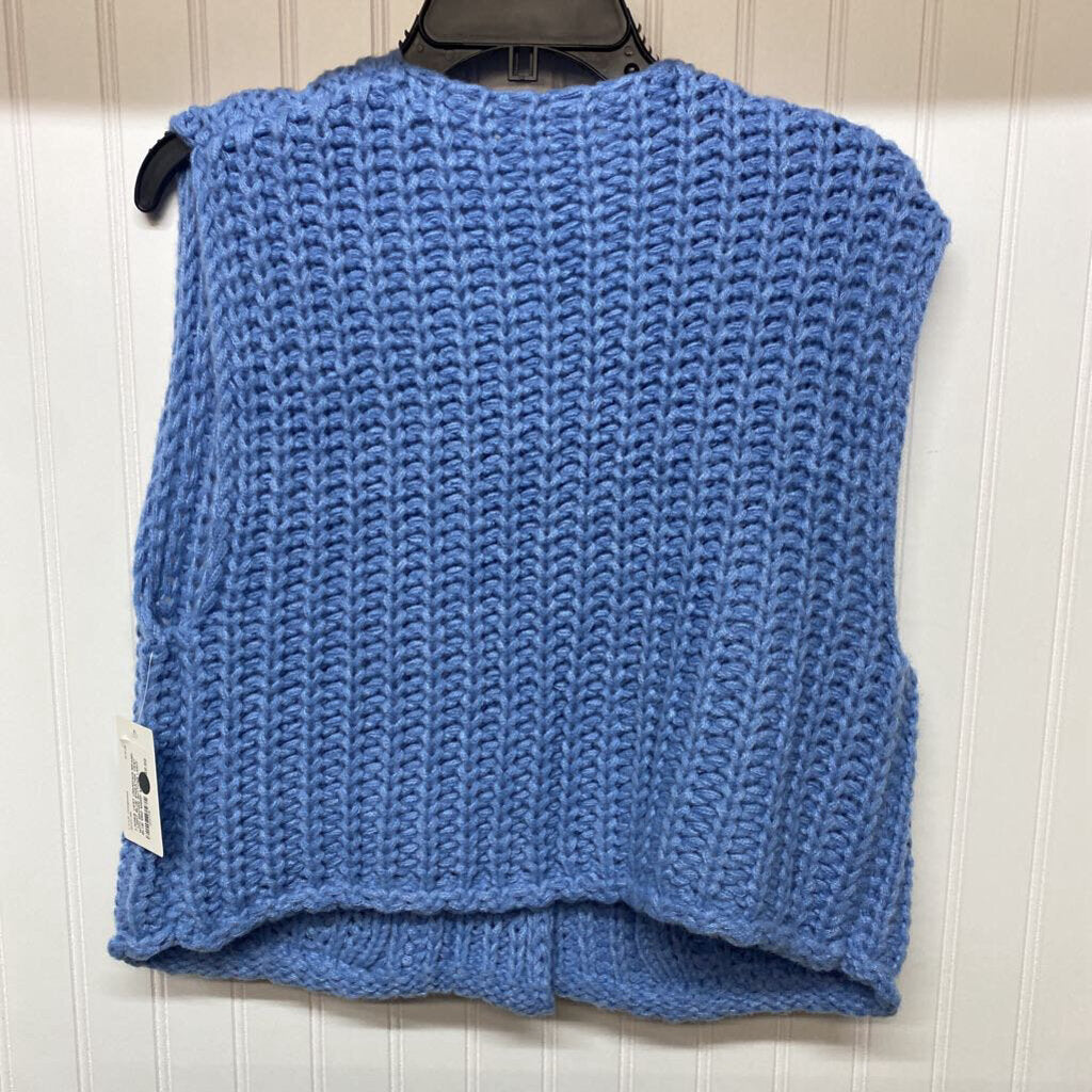 * LIGHT BLUE SWEATER VEST WITH BROWN BUTTONS