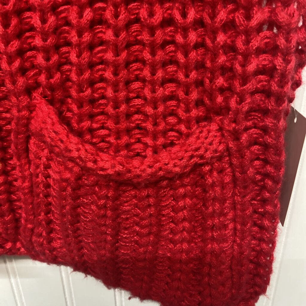 RED SWEATER VEST WITH BROWN BUTTONS