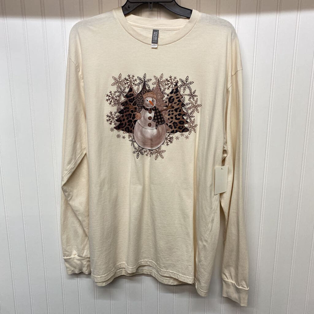 *L/S SNOWMAN WITH ANIMAL PRINT TREES AND SNOWFLAKES GRAPHIC