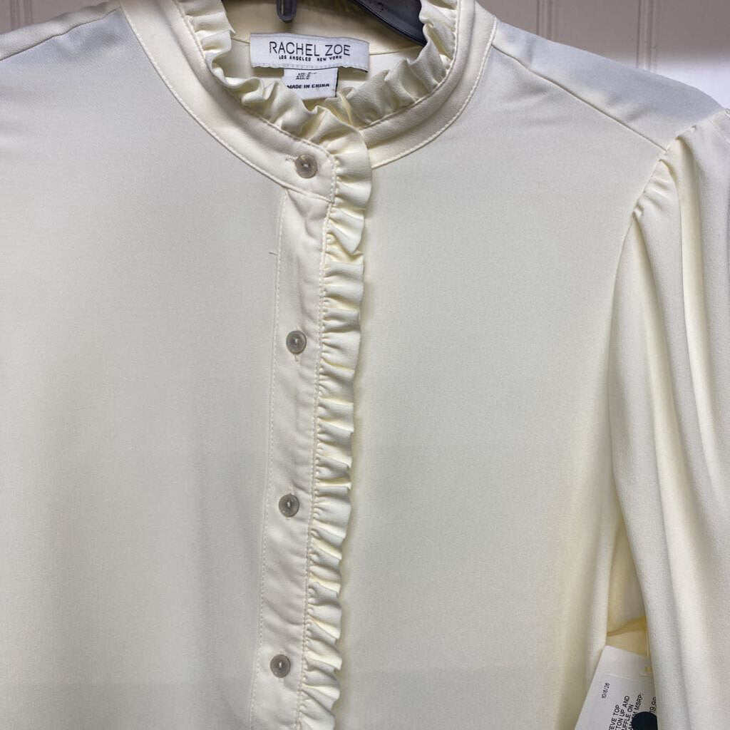 *BUTTON UP AND RUFFLE COLLAR RUFFLE ON BUTTONSAND