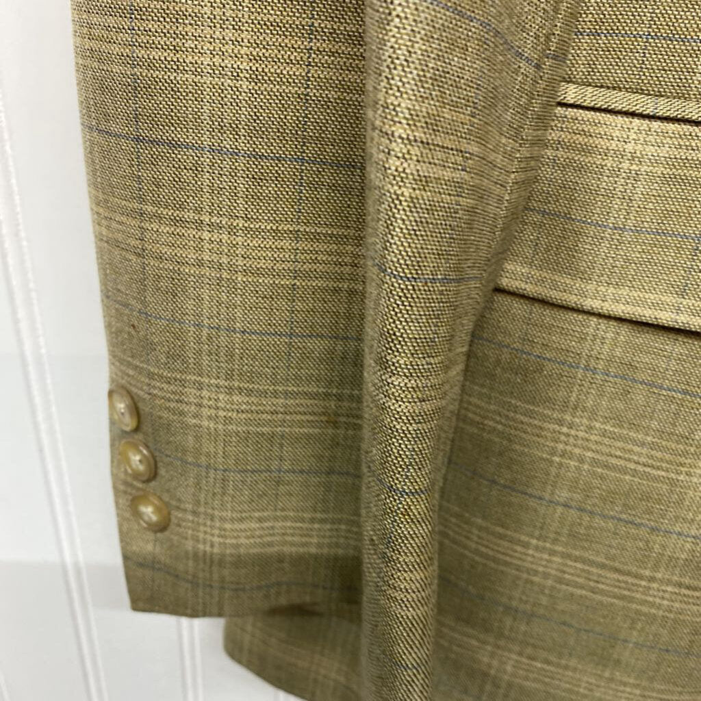 *SPORTCOAT/BLAZER TAN PLAID WITH BLUE ACCENT