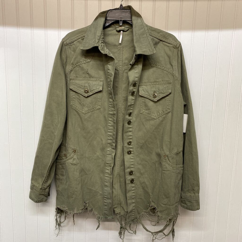 HIGH END BRAND LONG DISTRESSED DENIM JACKET