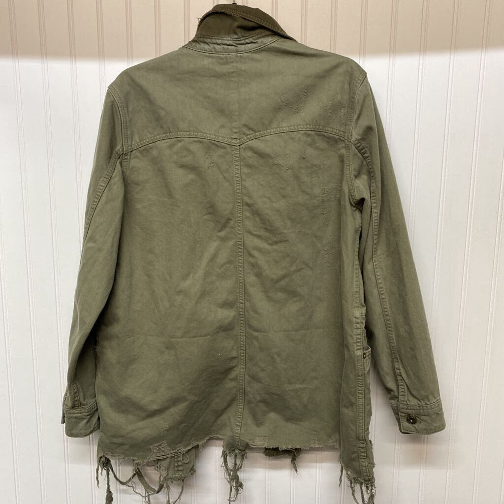 HIGH END BRAND LONG DISTRESSED DENIM JACKET