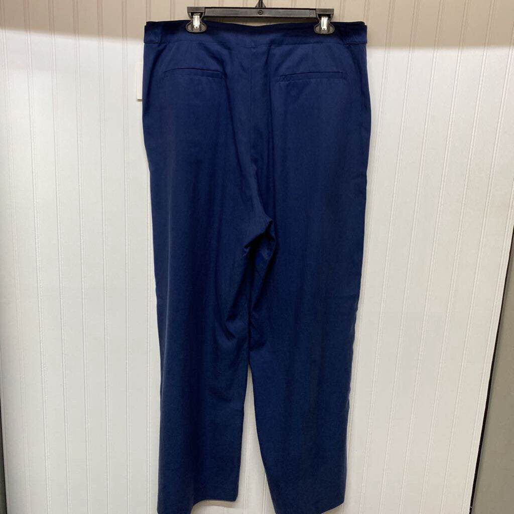 BASIC STRETCH DRESS PANTS PLEATED BLUE