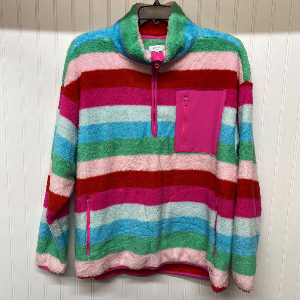 MULTI COLOR STRIPE PULLOVER FLEECE