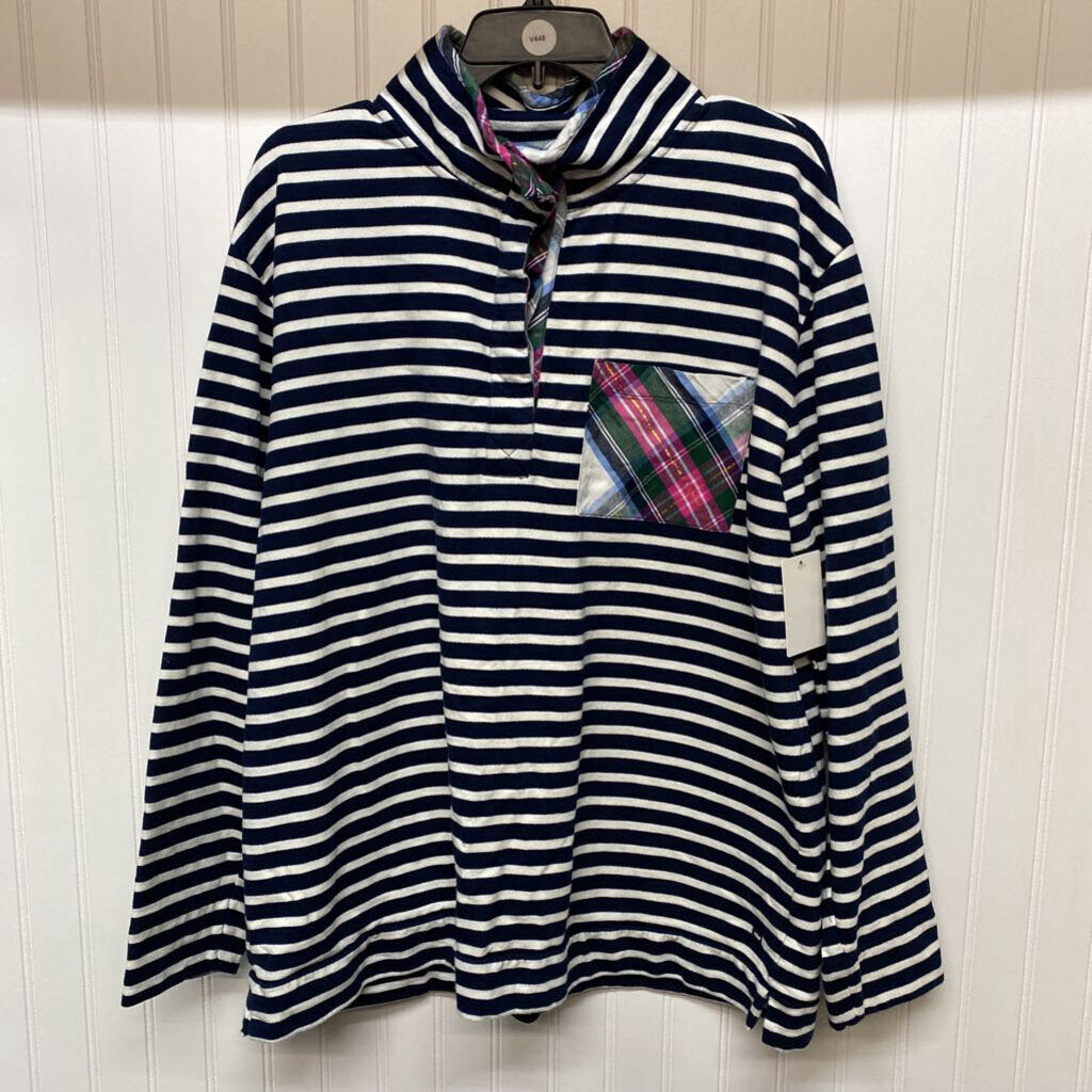 STRIPE MOCK HENLEY SWEATSHIRT