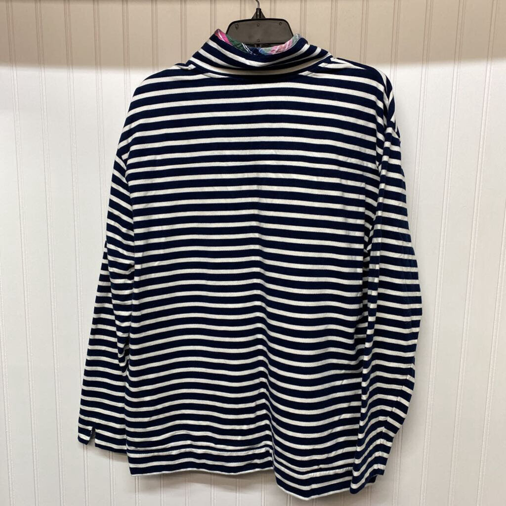 STRIPE MOCK HENLEY SWEATSHIRT