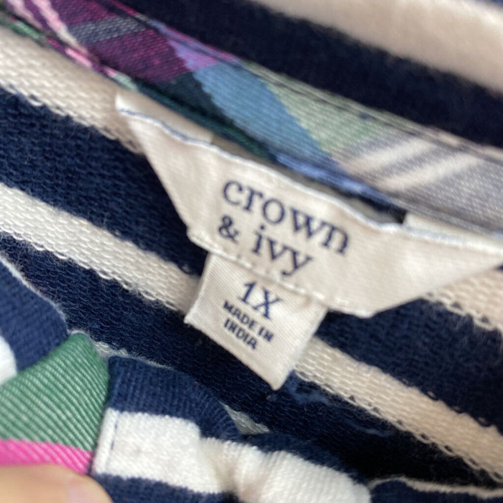 STRIPE MOCK HENLEY SWEATSHIRT