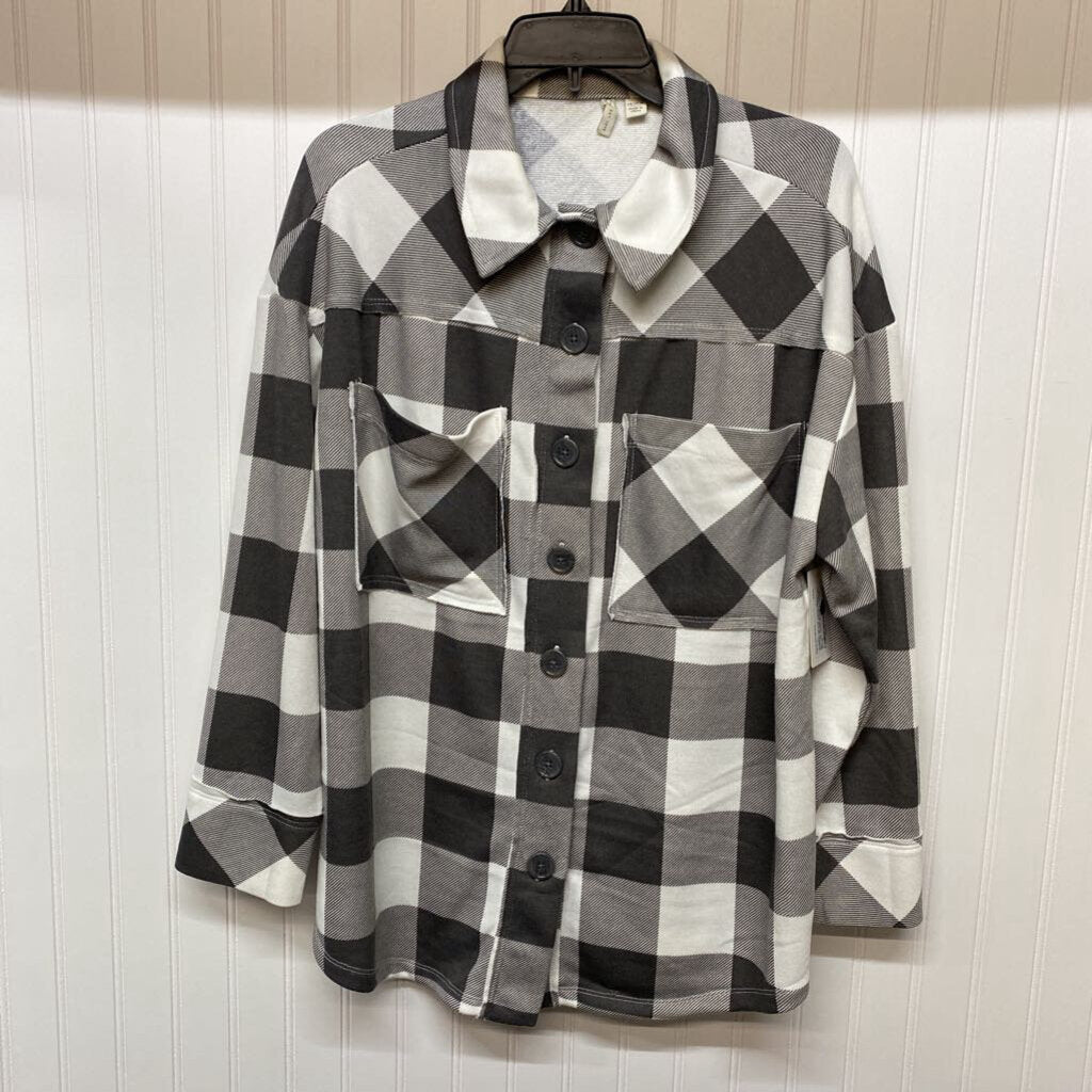 HEAVY COTTON PLAID JACKET WITH BIG BUTTON
