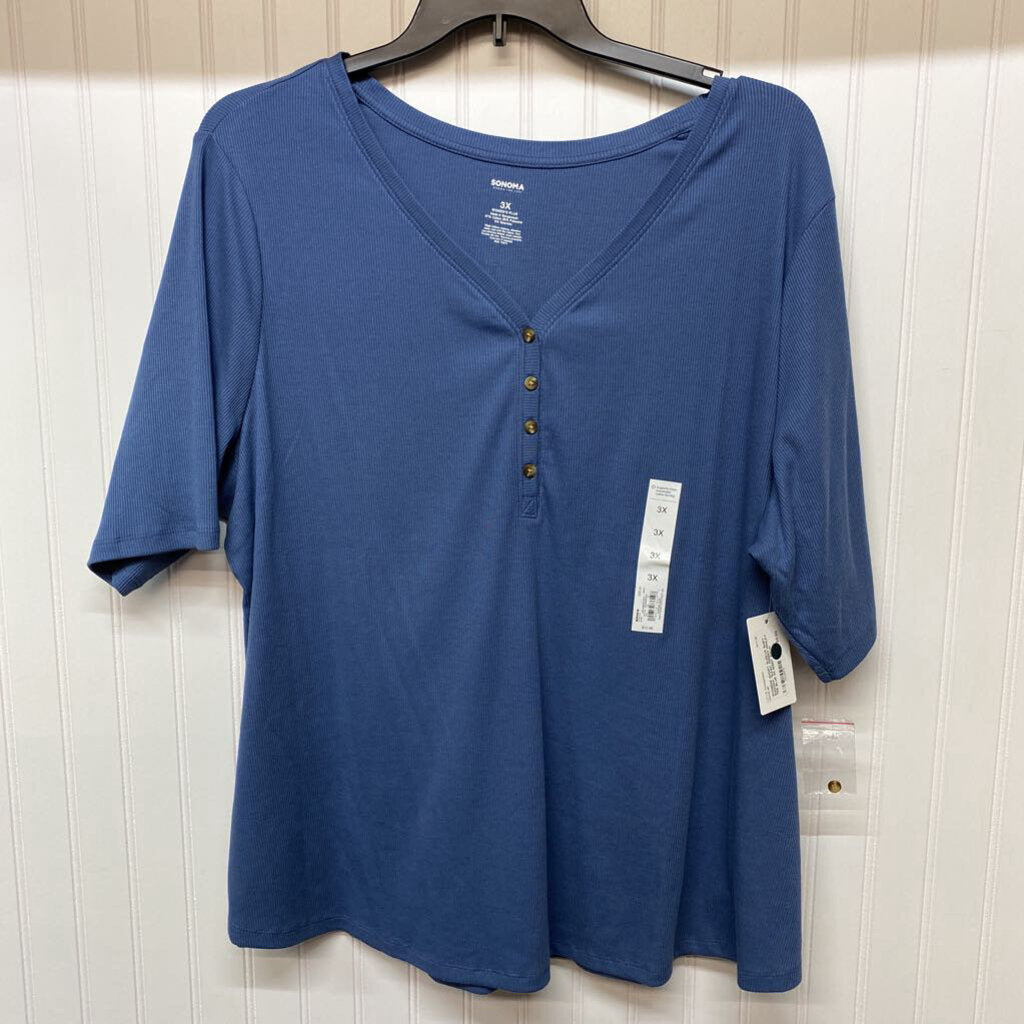 *BASIC RIBBED HENLEY TEE