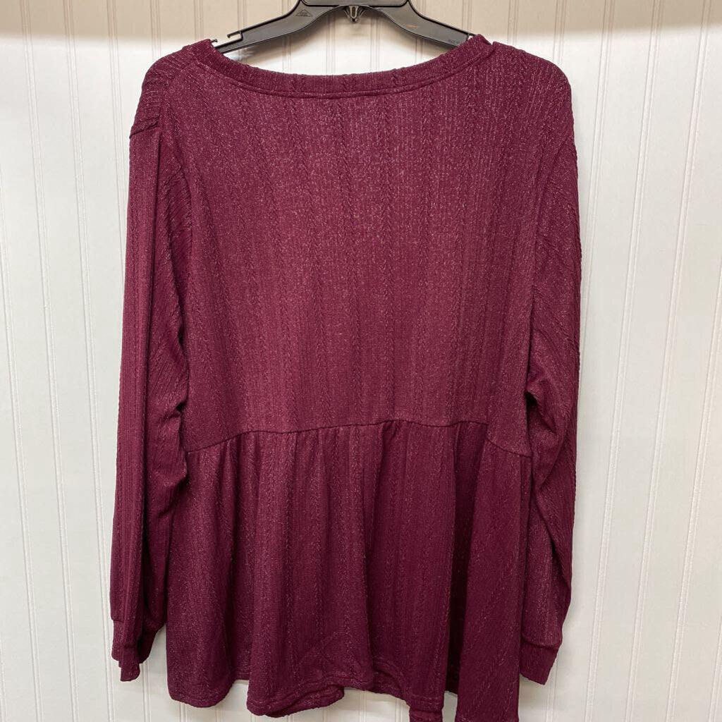 *L/S BABYDOLL STYLE RIBBED PATTERN WITH GLITTER WOVEN