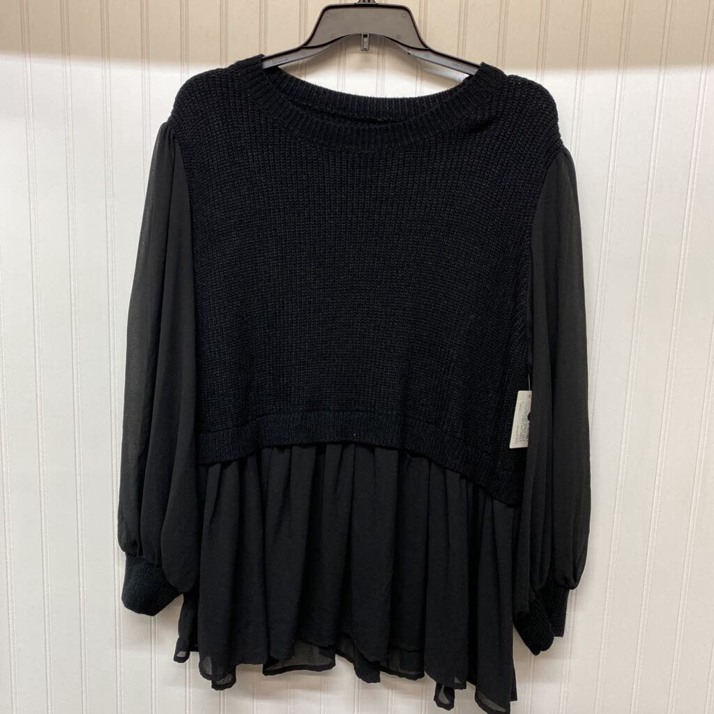 *L/S SWEATER WITH SHEER SLEEVES AND WAIST