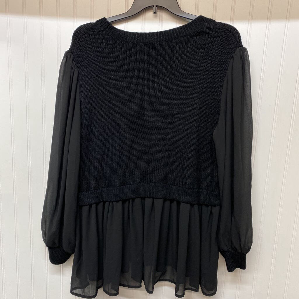 *L/S SWEATER WITH SHEER SLEEVES AND WAIST