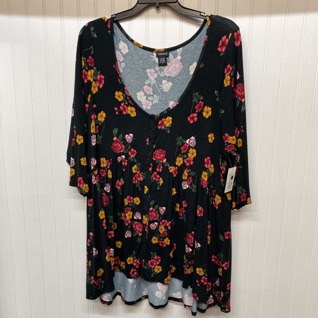 *L/S BABYDOLL STYLE FLORAL PATTERN