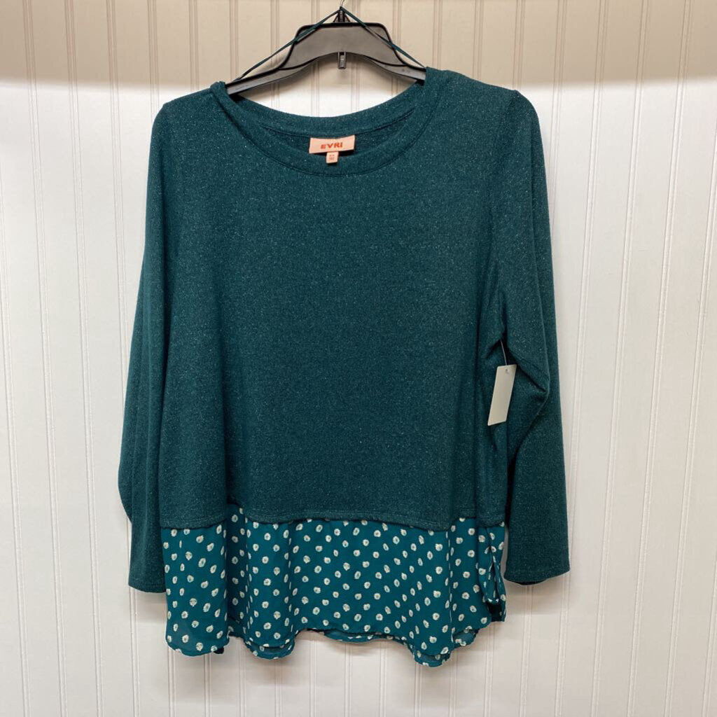 *L/S TOP WITH POLKA-A-DOT SHEER AT WAIST