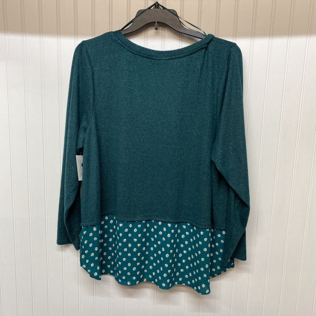 *L/S TOP WITH POLKA-A-DOT SHEER AT WAIST