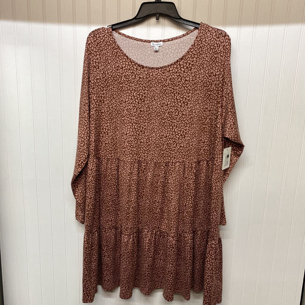 *L/S ANIMAL PRINT BABYDOLL STYLE DRESS