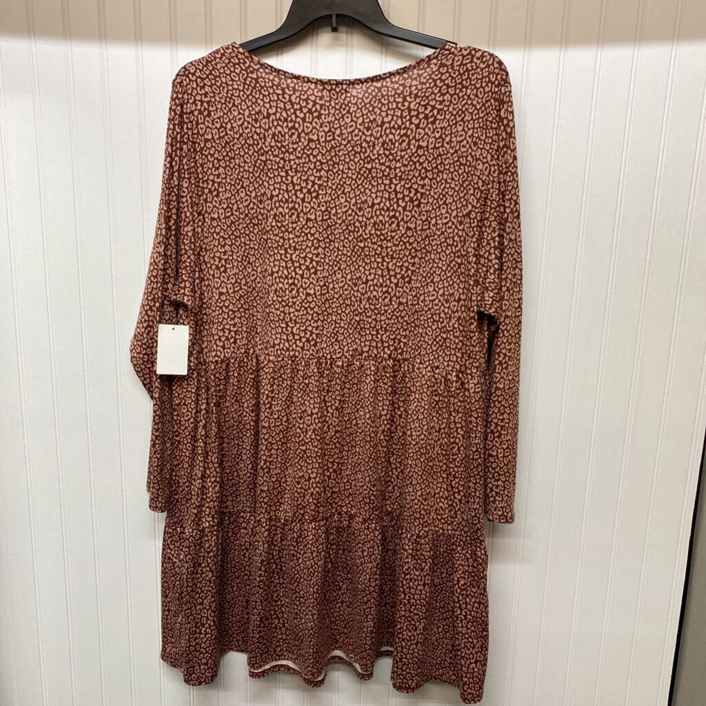*L/S ANIMAL PRINT BABYDOLL STYLE DRESS