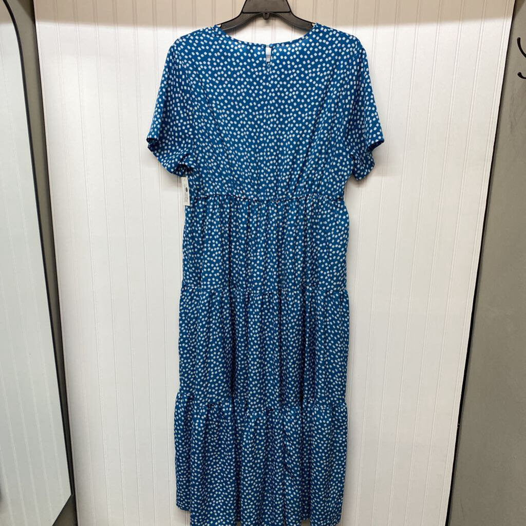 *S/S LONG TIERED DRESS WITH DAISY PATTERN