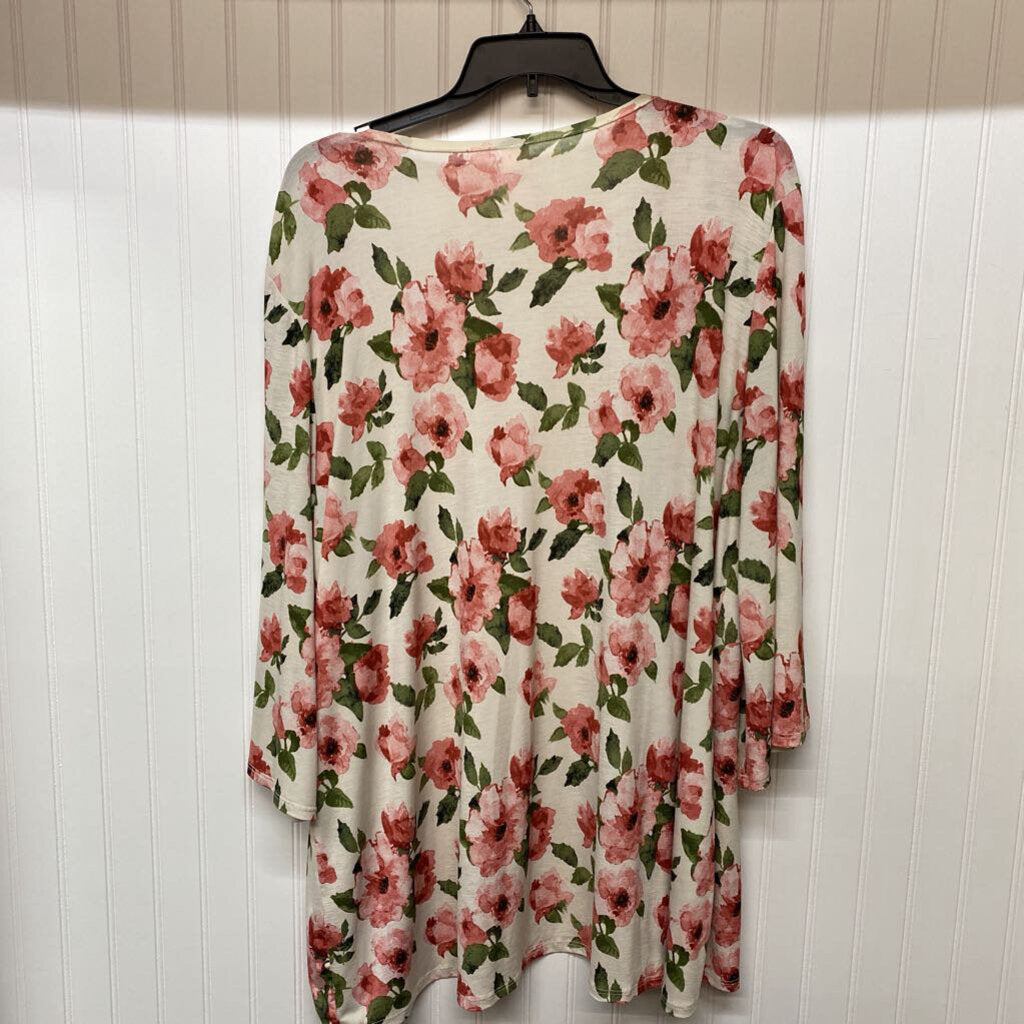 *OPEN FRONT CARDIGAN WITH FLORAL PATTERN