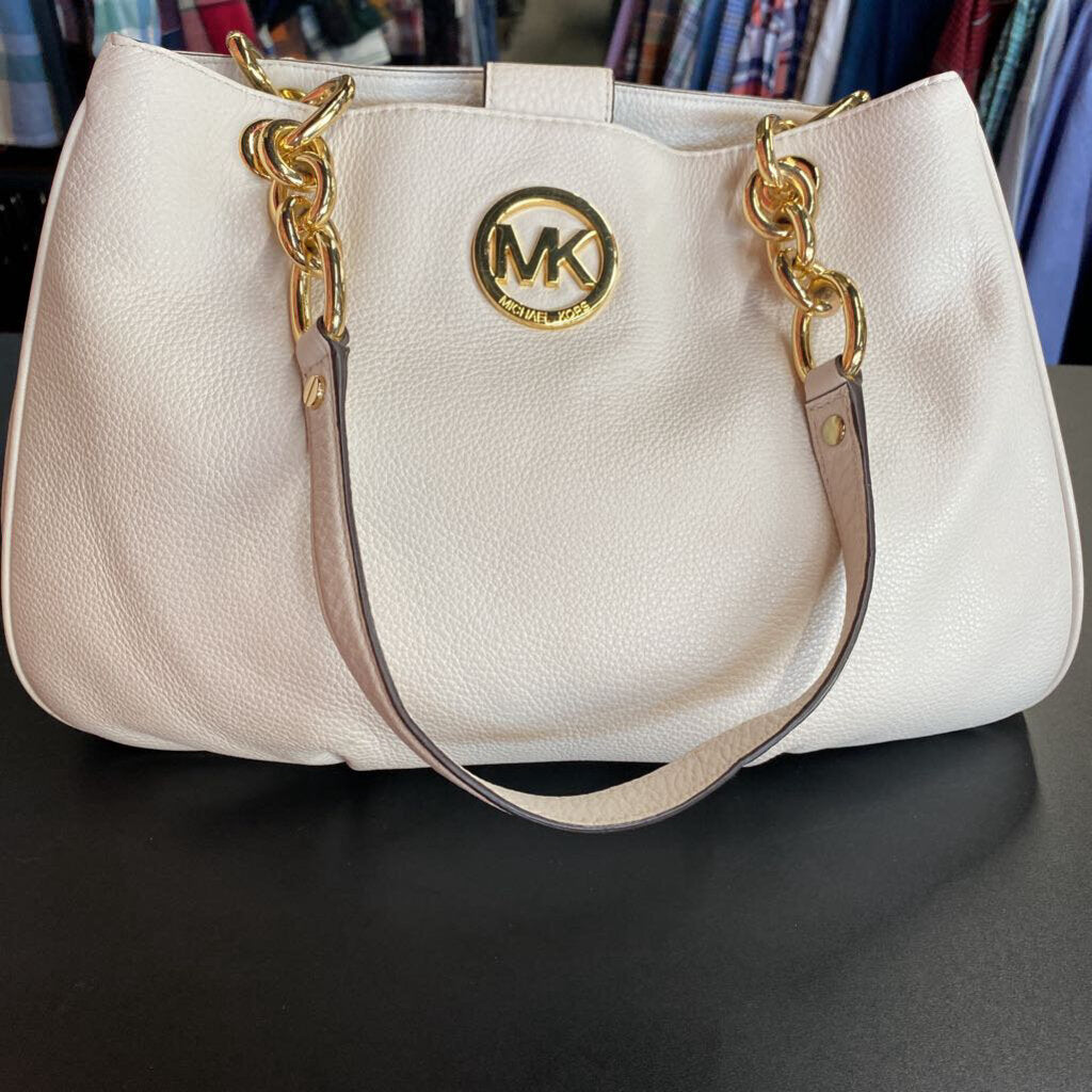 *MICHAEL KORS SHOULDER SATCHEL WITH GOLD ACCENTS