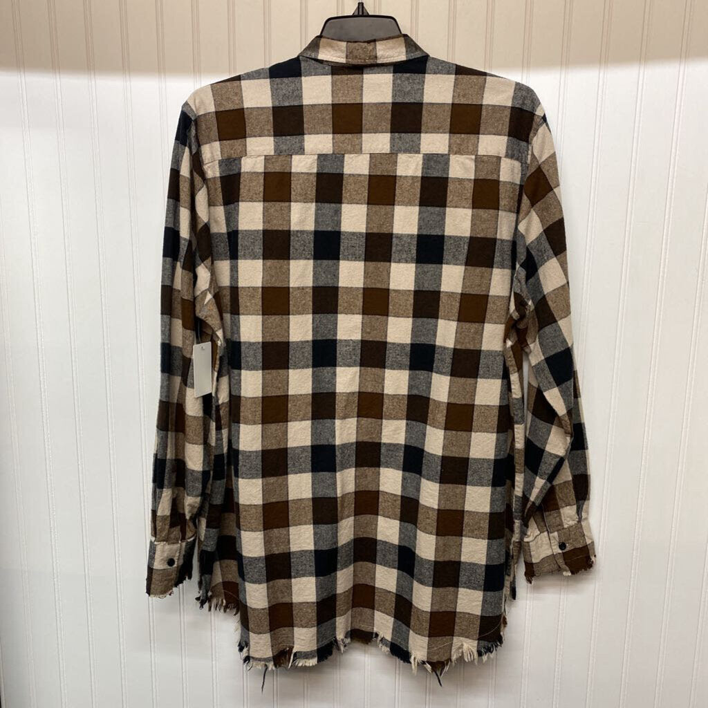 *BROWN FLANNEL 2 FRONT PCOKETS