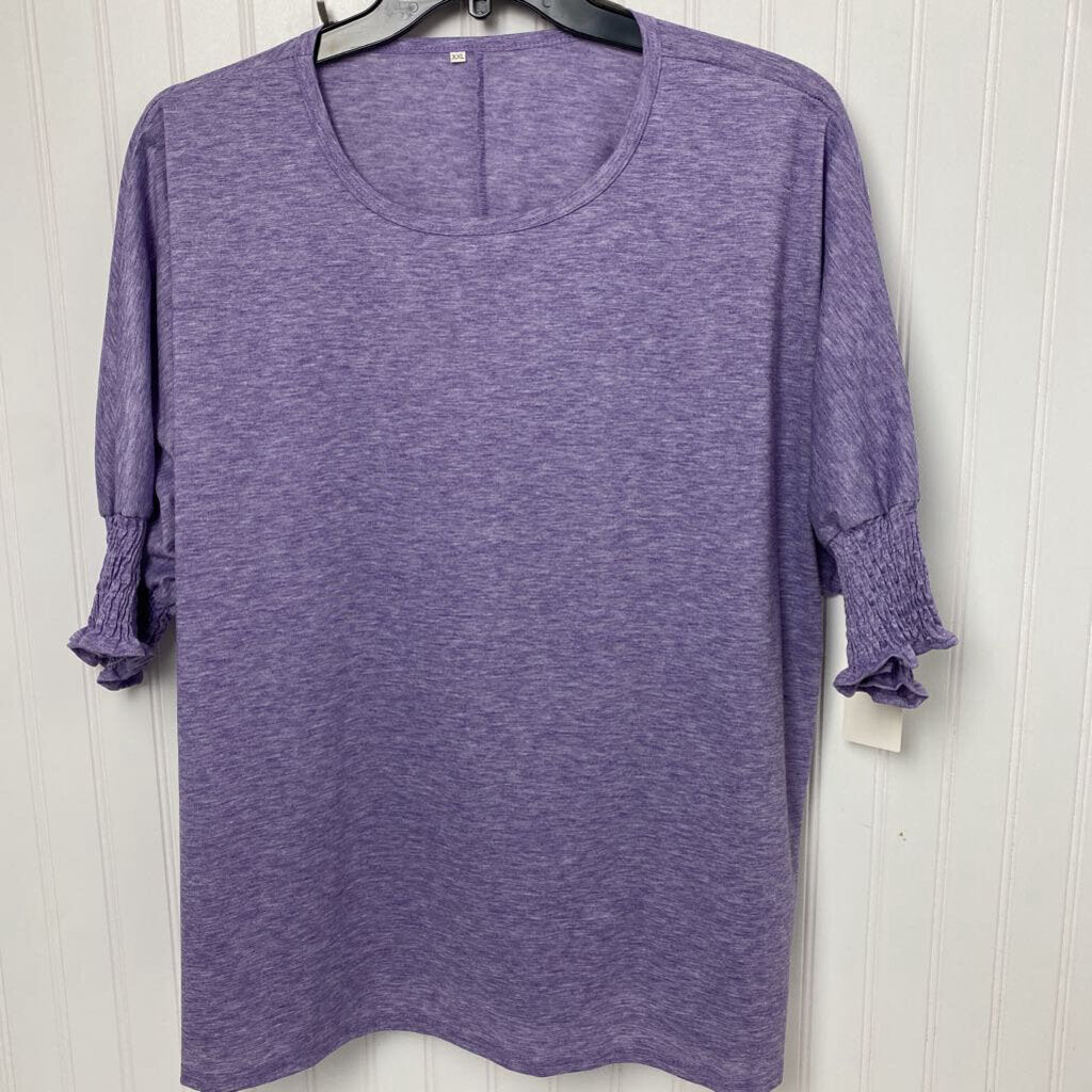 *S/S TOP WITH GATHERED SLEEVED