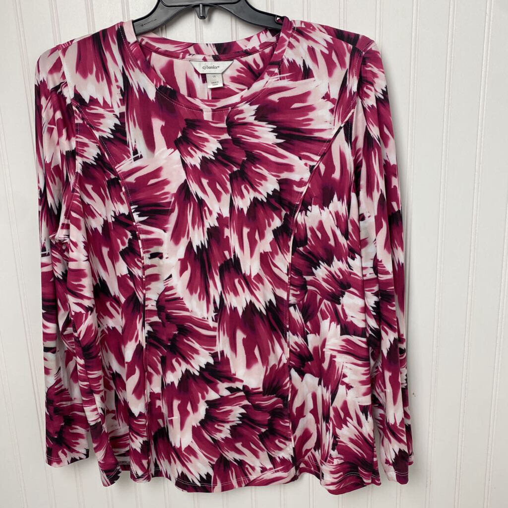 *L/S BASIC TOP WITH FLORAL PATTERN GATHERED AT WRIST