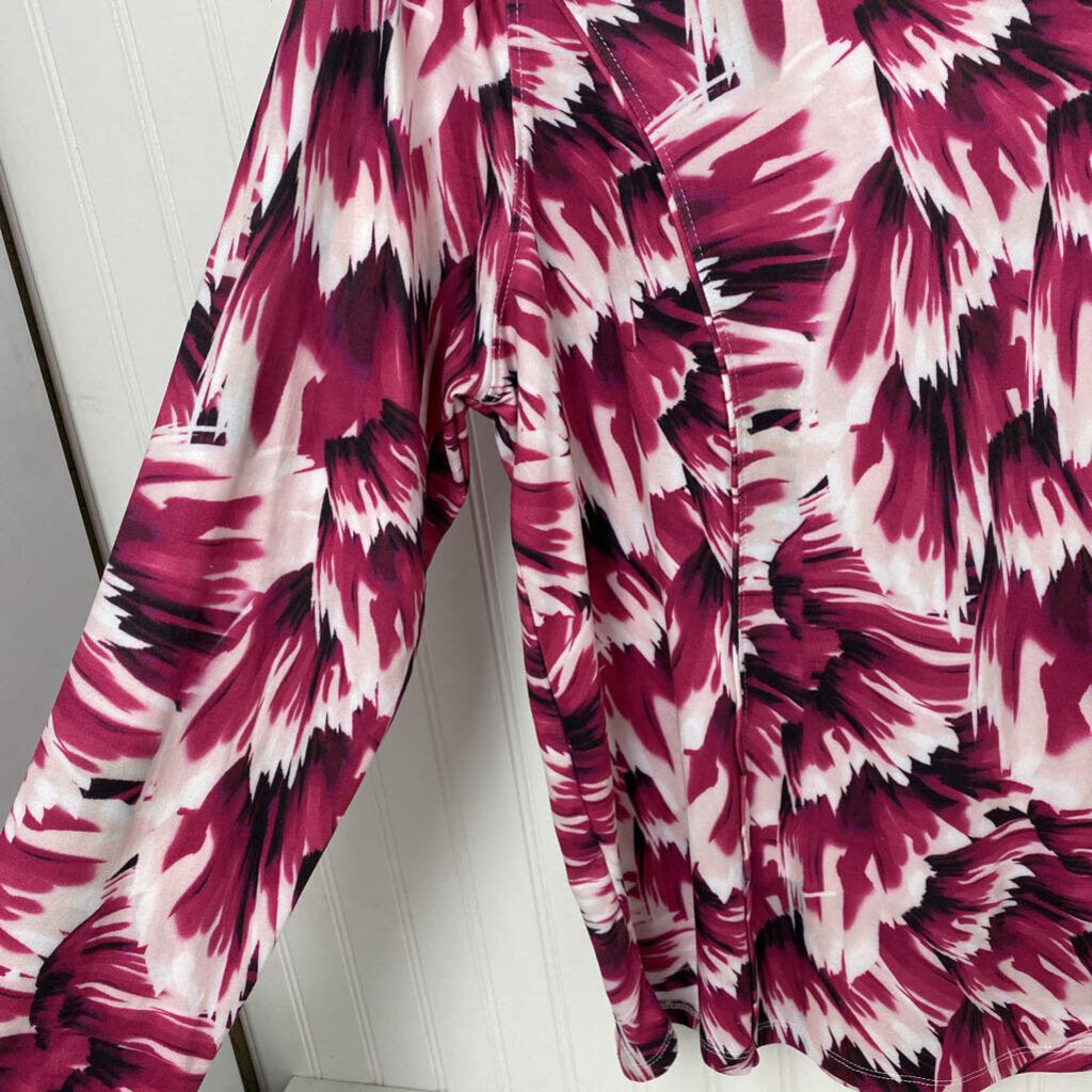 *L/S BASIC TOP WITH FLORAL PATTERN GATHERED AT WRIST