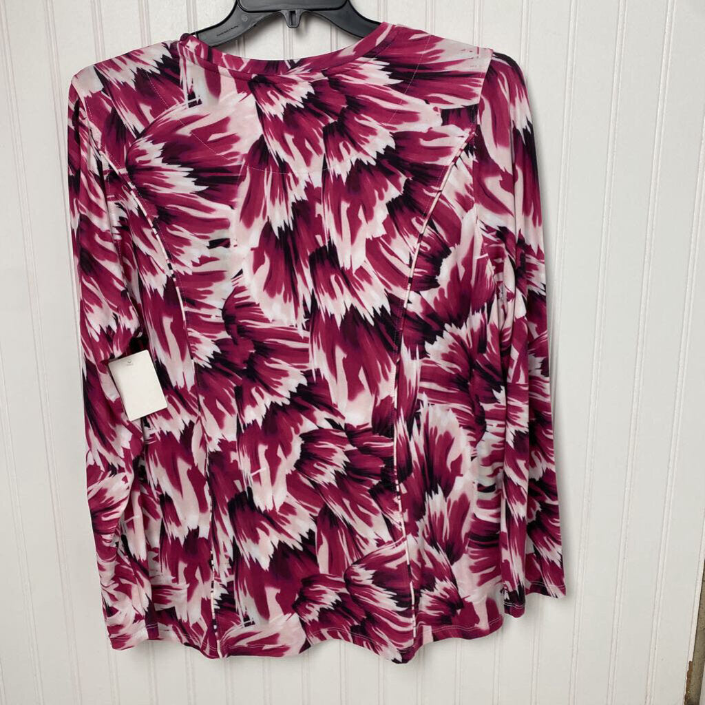 *L/S BASIC TOP WITH FLORAL PATTERN GATHERED AT WRIST