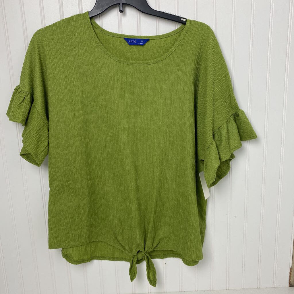 *S/S RUFFLE SLEEVE WITH TIE AT WAIST