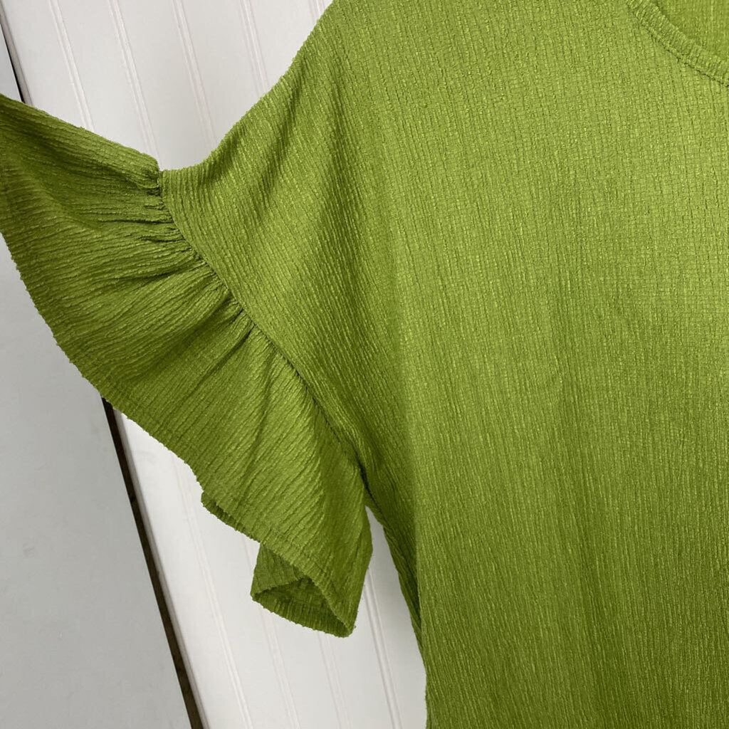 *S/S RUFFLE SLEEVE WITH TIE AT WAIST