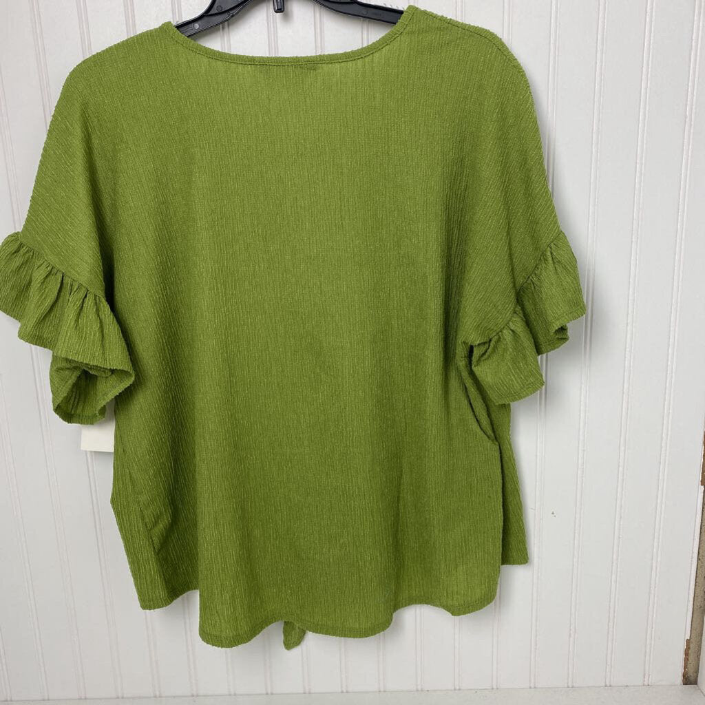 *S/S RUFFLE SLEEVE WITH TIE AT WAIST