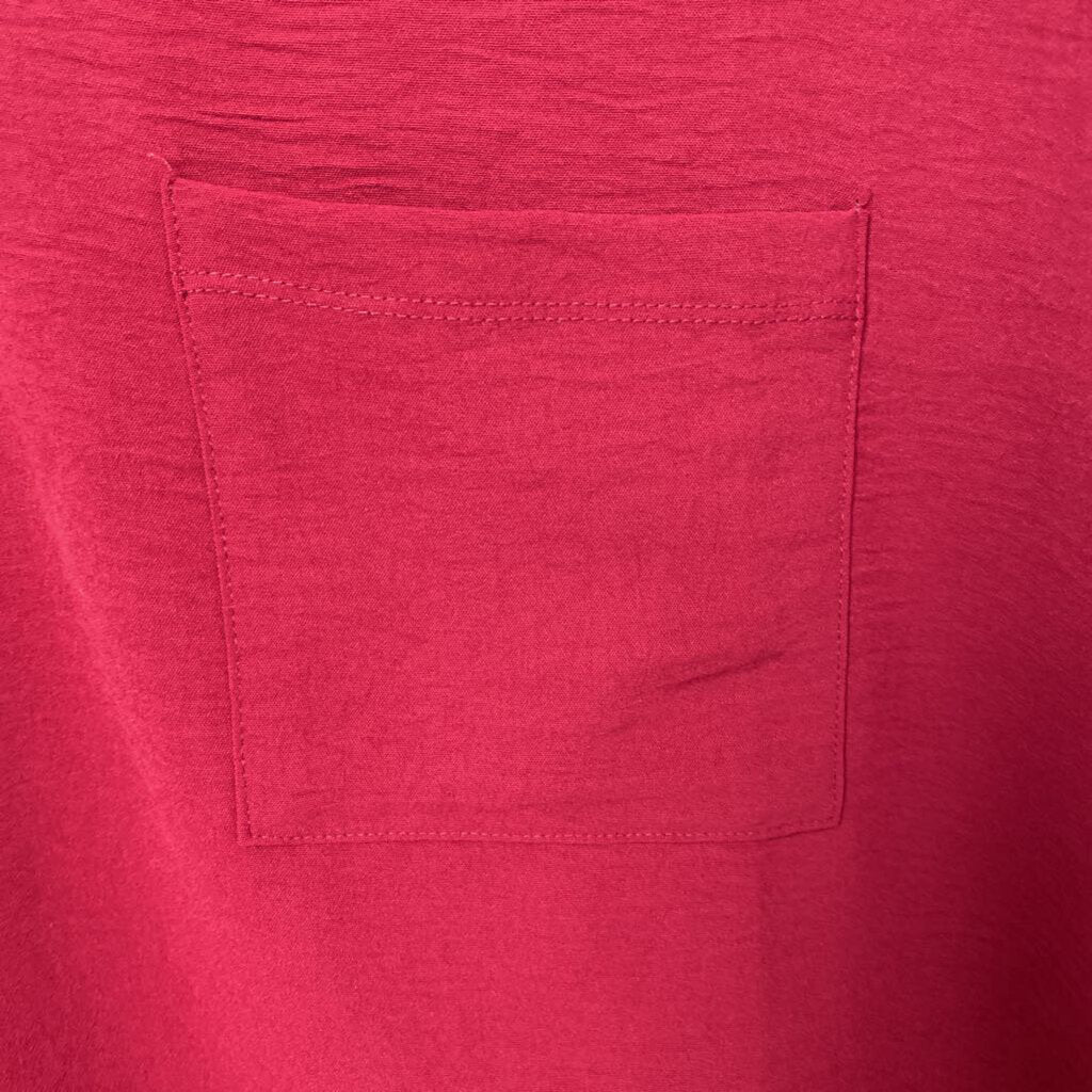 S/S BASIC DRESS TOP WITH POCKET VNECK