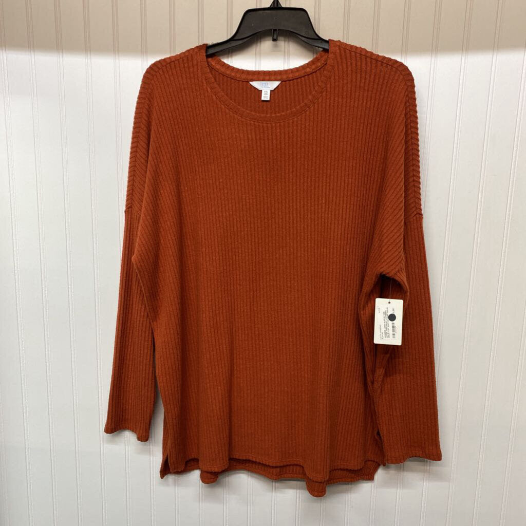 BASIC L/S RIBBED SOLID TOP